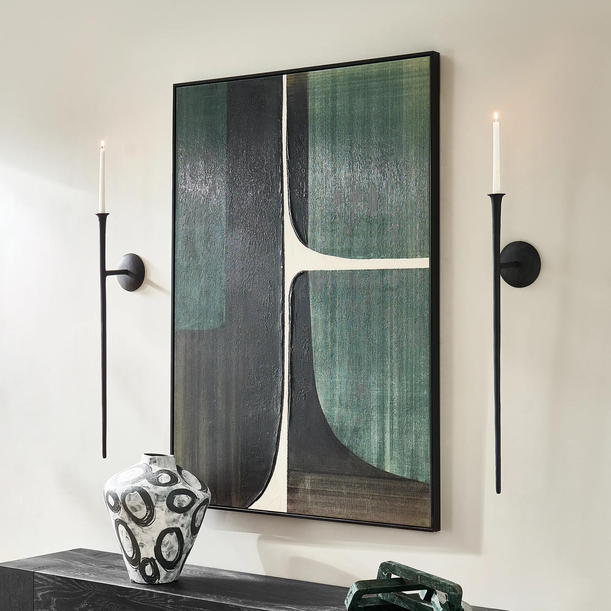 Aspar Black Aluminum Wall Sconce Large 33"