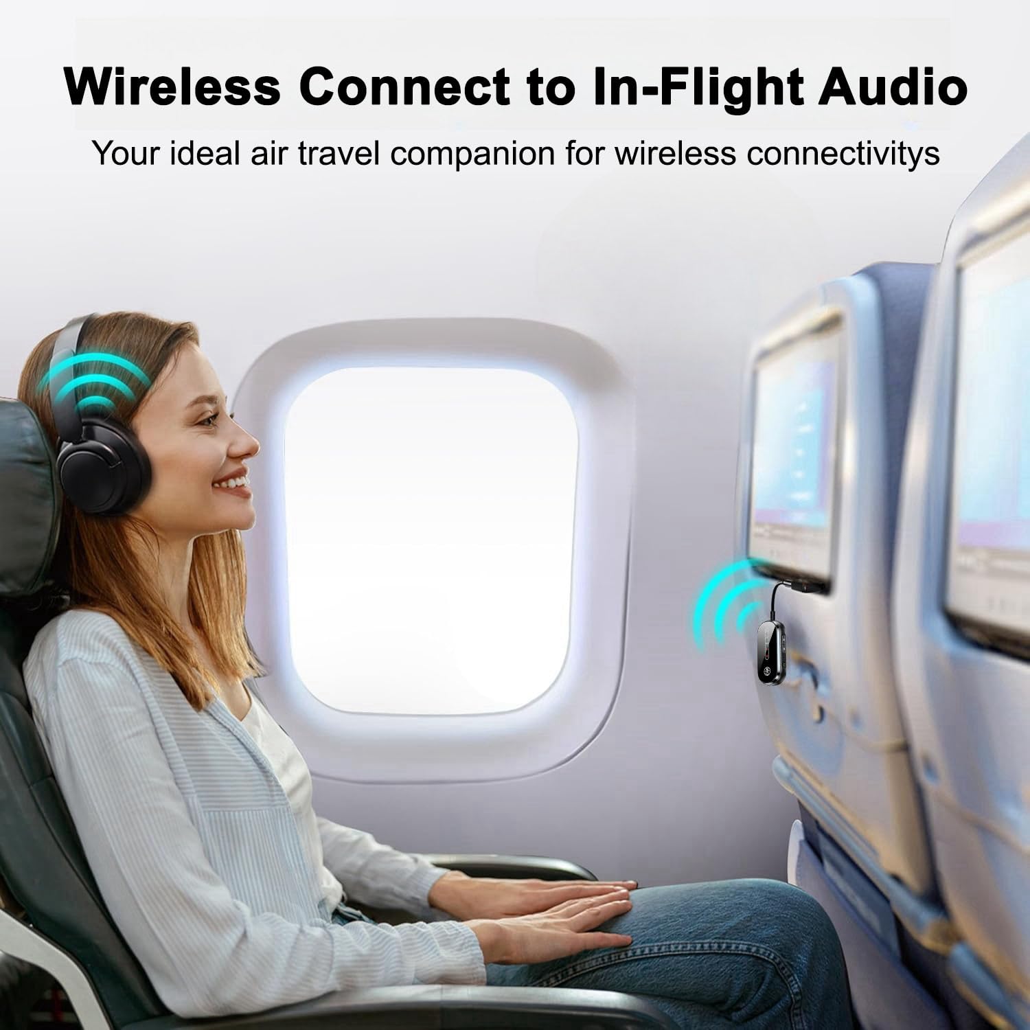 Bluetooth 5.4 Receiver Transmitter,2-in-1 Airplane Adapter,Dual Connection,Bluetooth,3.5mm AUX,Type-C,Rechargeable Battery