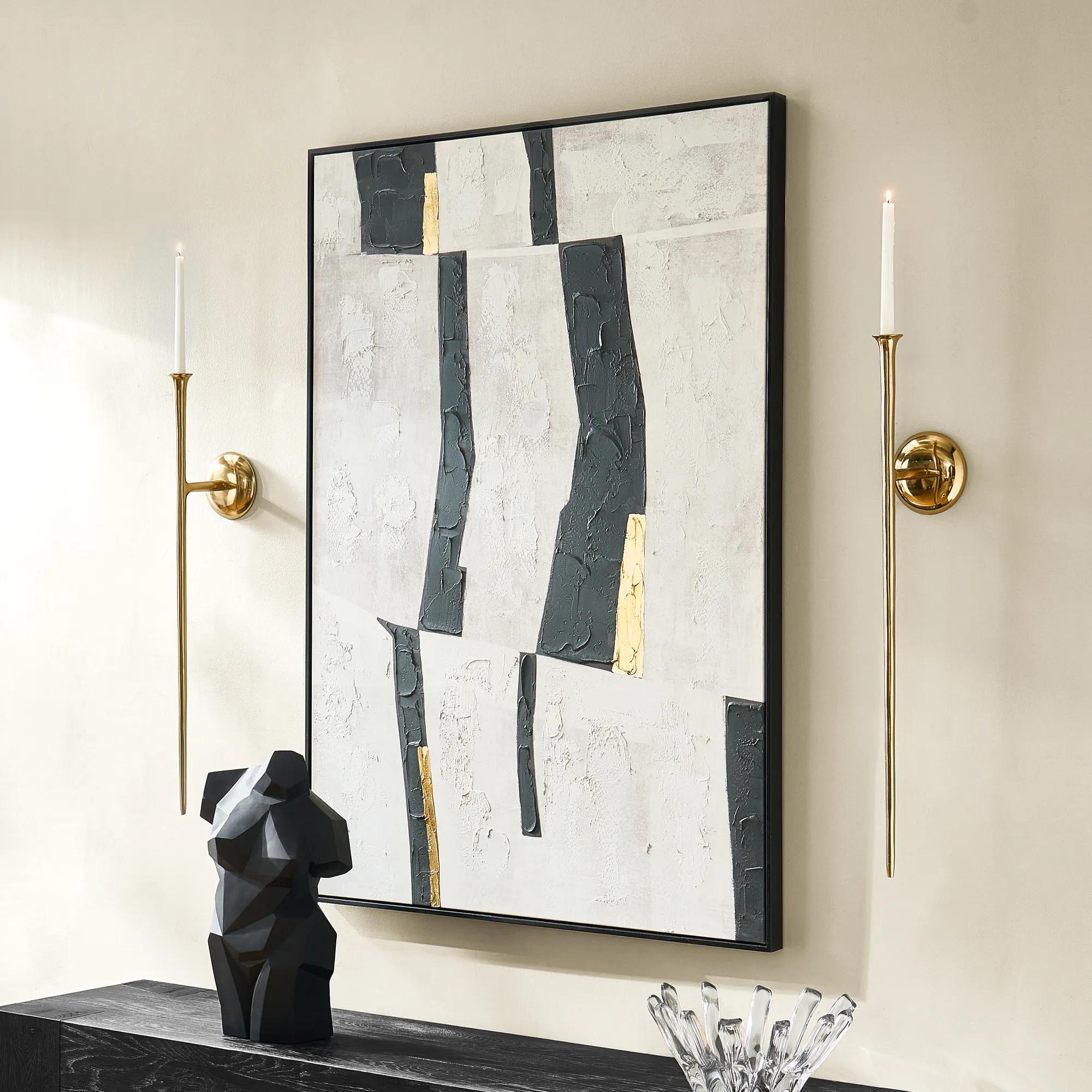 Aspar Shiny Gold Aluminum Wall Sconce Large 33"