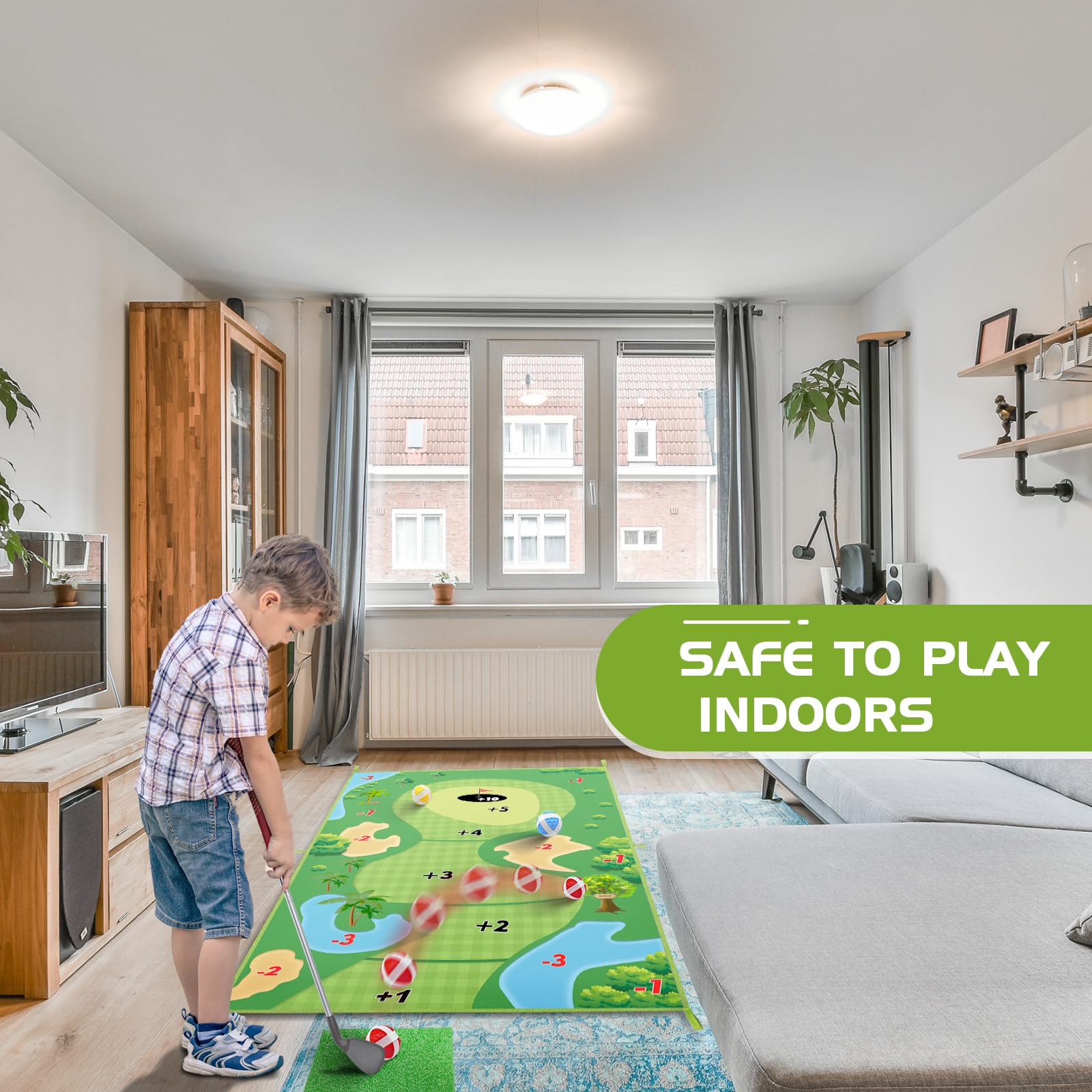 Golf Chipping Game with Sticky Balls fun Game Mat Indoor OutdoorGolf Game Set for Children Over 3 Years Old and Adults  Golf Clubs