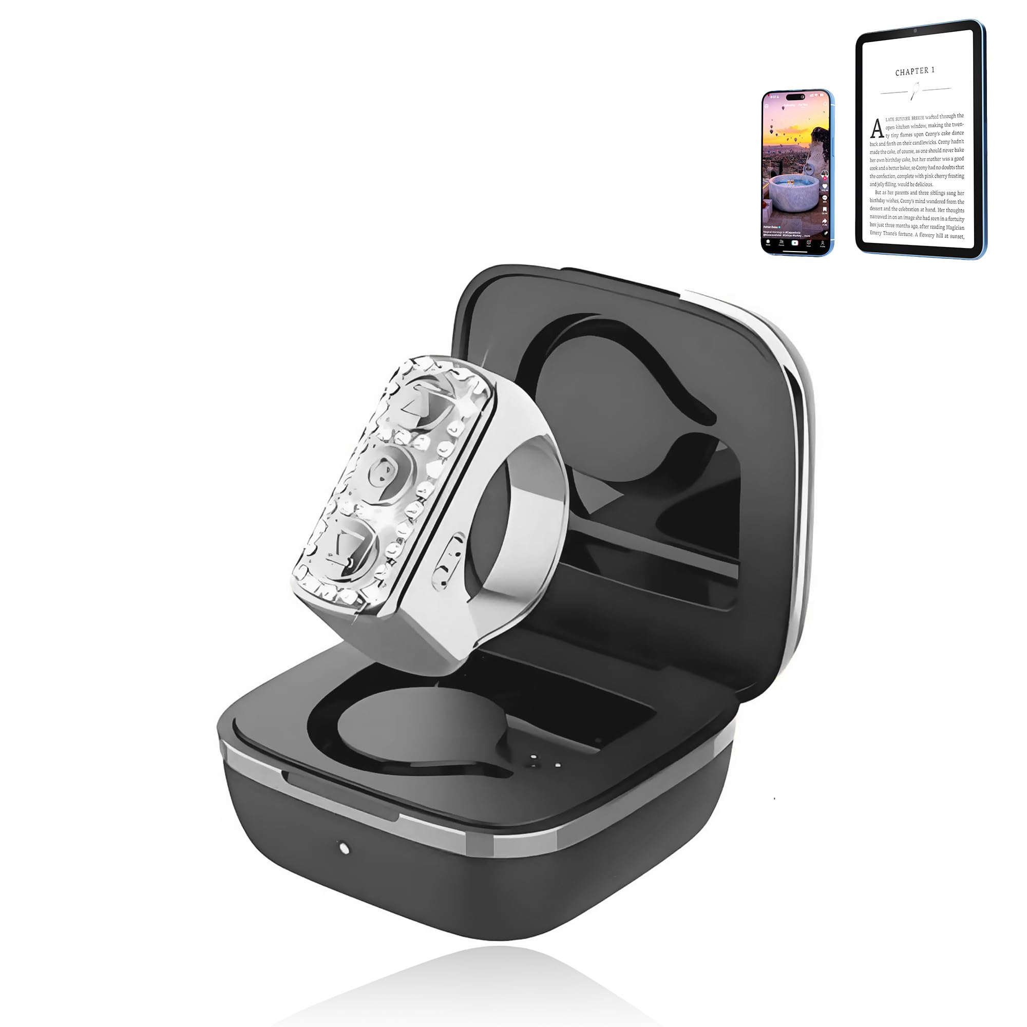 Scrolling Ring,Page Turner of iOS & Android Tablet Ebook Reading,Bluetooth Connected,Remote Control for iPhone Series,iPad, Android Phone(Silver)